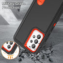 For Samsung Galaxy A53 3 in 1 Rugged Holder Phone Case(Black + Orange)