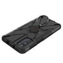For Motorola Moto G52 Armor Bear Shockproof PC + TPU Phone Protective Case with Ring Holder(Black)