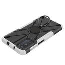 For Motorola Moto G52 Armor Bear Shockproof PC + TPU Phone Protective Case with Ring Holder(White)