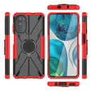 For Motorola Moto G52 Armor Bear Shockproof PC + TPU Phone Protective Case with Ring Holder(Red)