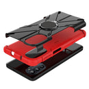 For Motorola Moto G52 Armor Bear Shockproof PC + TPU Phone Protective Case with Ring Holder(Red)