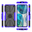 For Motorola Moto G52 Armor Bear Shockproof PC + TPU Phone Protective Case with Ring Holder(Purple)