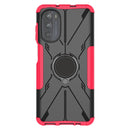 For Motorola Moto G52 Armor Bear Shockproof PC + TPU Phone Protective Case with Ring Holder(Rose Red)