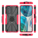 For Motorola Moto G52 Armor Bear Shockproof PC + TPU Phone Protective Case with Ring Holder(Rose Red)