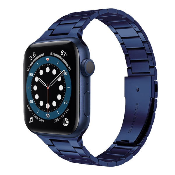 Small Waist Stainless Steel Watch Band For Apple Watch Series 8&7 41mm / SE 2&6&SE&5&4 40mm / 3&2&1 38mm(Dark Blue)