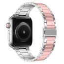 Small Waist Stainless Steel Watch Band For Apple Watch Series 8&7 41mm / SE 2&6&SE&5&4 40mm / 3&2&1 38mm(Silver Pink)