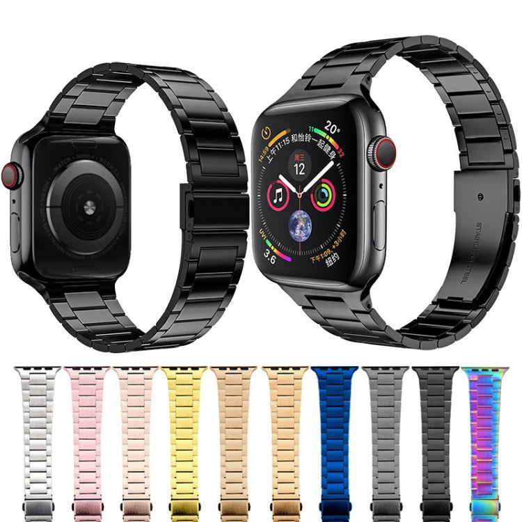 Small Waist Stainless Steel Watch Band For Apple Watch Series 8&7 41mm / SE 2&6&SE&5&4 40mm / 3&2&1 38mm(Dark Blue)