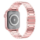 Small Waist Stainless Steel Watch Band For Apple Watch Series 8&7 45mm / SE 2&6&SE&5&4 44mm / 3&2&1 42mm(Pink)