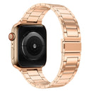 Small Waist Stainless Steel Watch Band For Apple Watch Series 8&7 45mm / SE 2&6&SE&5&4 44mm / 3&2&1 42mm(Rose Gold)