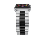 Small Waist Stainless Steel Watch Band For Apple Watch Series 8&7 45mm / SE 2&6&SE&5&4 44mm / 3&2&1 42mm(Silver Black)