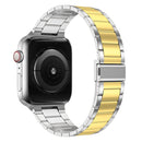Small Waist Stainless Steel Watch Band For Apple Watch Series 8&7 45mm / SE 2&6&SE&5&4 44mm / 3&2&1 42mm(Silver Gold)