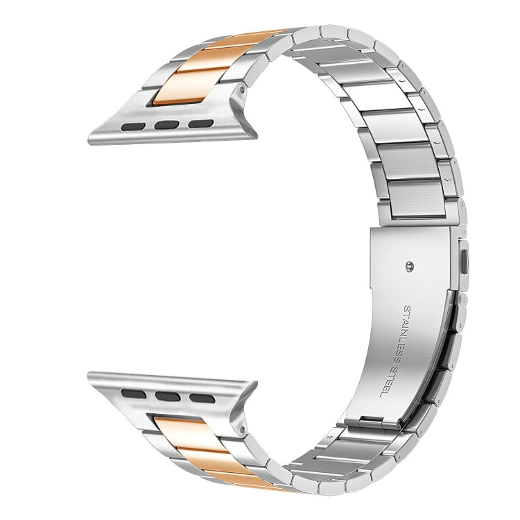 Small Waist Stainless Steel Watch Band For Apple Watch Series 8&7 45mm / SE 2&6&SE&5&4 44mm / 3&2&1 42mm(Silver Rose Gold)