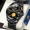 OUPINKE 3226 Embossed Sailboat Design Waterproof Mechanical Men Watch(Black)