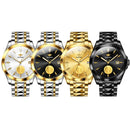 OUPINKE 3226 Embossed Sailboat Design Waterproof Mechanical Men Watch(Gold Black)
