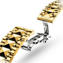 OUPINKE 3226 Embossed Sailboat Design Waterproof Mechanical Men Watch(Gold Black)