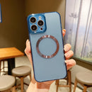 Frosted PC Magsafe Phone Case For iPhone 12 Pro Max(Transparent Blue)