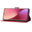For Xiaomi 12 Pro Embossed Happy Cat Pattern Leather Phone Case(Red)
