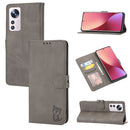 For Xiaomi 12 Pro Embossed Happy Cat Pattern Leather Phone Case(Grey)