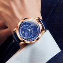 OLEVS 9923 Luminous Starry Dial Automatic Mechanical Men Watch(Rose Gold)