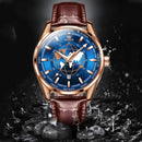 OLEVS 9926 Embossed Earth Dial Men Quartz Watch(Brown)
