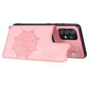 For Samsung Galaxy A13 4G Mandala Embossed PU + TPU Phone Case with Holder(Rose Gold)