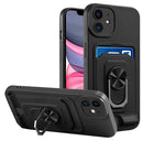 Ring Kickstand Card Wallet TPU Phone Case For iPhone 11(Black)