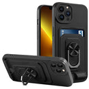 Ring Kickstand Card Wallet TPU Phone Case For iPhone 11 Pro(Black)