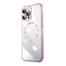 Magsafe Magnetic Electroplated PC Phone Case For iPhone 12 Pro(Pink)