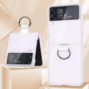 For Samsung Galaxy Z Flip4 5G PC PVC Ring Phone Case(Frosted White)