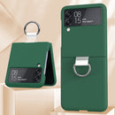 For Samsung Galaxy Z Flip4 5G PC PVC Ring Phone Case(Dark Green)