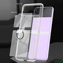 For Samsung Galaxy Z Flip4 5G PC PVC Ring Phone Case(Frosted White)