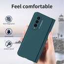For Samsung Galaxy Z Fold3 5G Macaron Hinge Phone Case with Stylus Pen Fold Edition & Protective Film(Dark Green)
