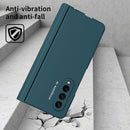 For Samsung Galaxy Z Fold3 5G Macaron Hinge Phone Case with Stylus Pen Fold Edition & Protective Film(Dark Green)