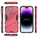 Punk Armor 2 in 1 PC + TPU Phone Case For iPhone 14 Pro(Light Red)