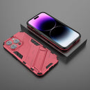 For iPhone 14 Pro Max Punk Armor 2 in 1 PC + TPU Phone Case (Light Red)