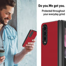 For Samsung Galaxy Z Fold4 5G LC.IMEEKE Shock-resistant Plain Leather All-inclusive Protective Case(Red)