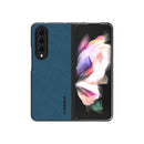 For Samsung Galaxy Z Fold4 5G LC.IMEEKE Shock-resistant Plain Leather All-inclusive Protective Case(Blue)