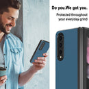 For Samsung Galaxy Z Fold4 5G LC.IMEEKE Shock-resistant Plain Leather All-inclusive Protective Case(Blue)