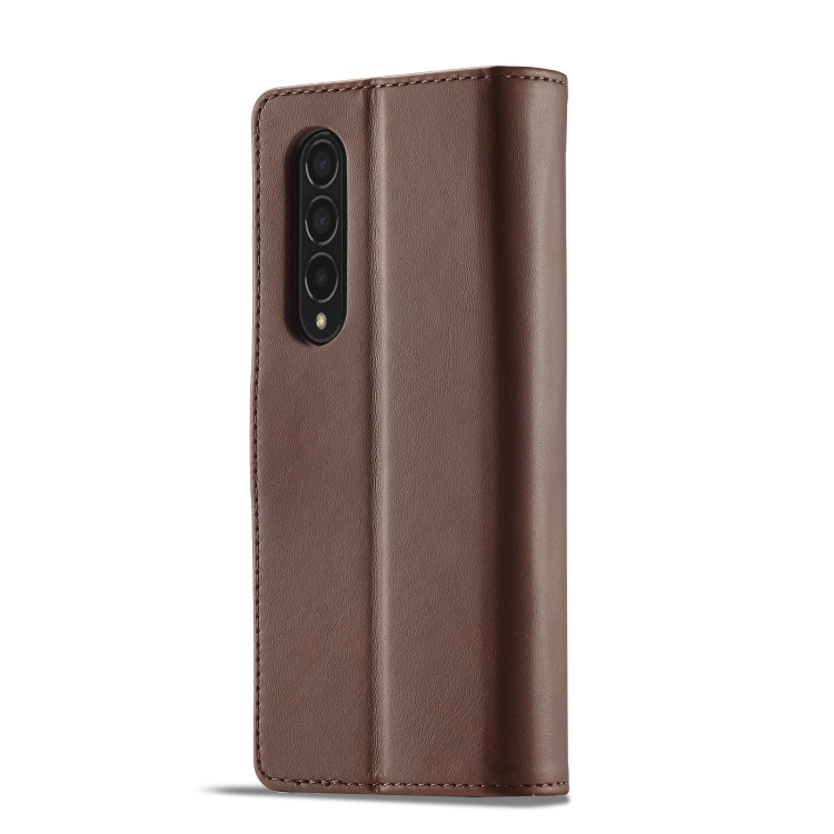 For Samsung Galaxy Z Fold4 5G LC.IMEEKE Calf Texture Leather Phone Case(Brown)
