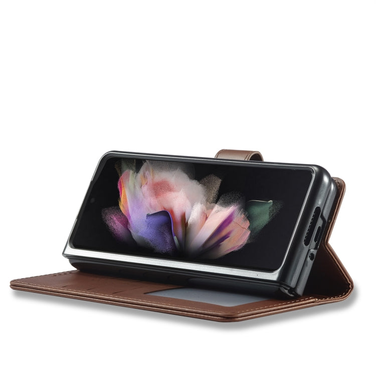 For Samsung Galaxy Z Fold4 5G LC.IMEEKE Calf Texture Leather Phone Case(Brown)
