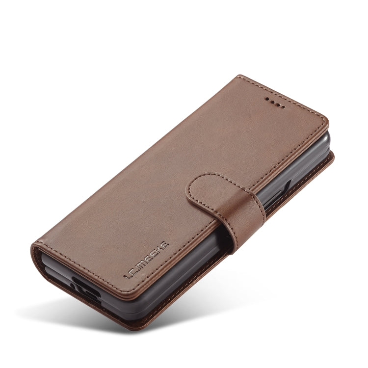For Samsung Galaxy Z Fold4 5G LC.IMEEKE Calf Texture Leather Phone Case(Brown)