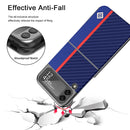 For Samsung Galaxy Z Flip4 5G LC.IMEEKE Carbon Fiber Horizontal Flip Leather Phone Case(Vertical Blue)