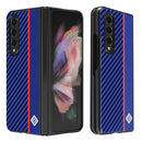 For Samsung Galaxy Z Fold4 5G LC.IMEEKE Carbon Fiber Horizontal Flip Leather Phone Case(Vertical Blue)