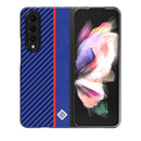 For Samsung Galaxy Z Fold4 5G LC.IMEEKE Carbon Fiber Horizontal Flip Leather Phone Case(Vertical Blue)