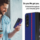 For Samsung Galaxy Z Fold4 5G LC.IMEEKE Carbon Fiber Horizontal Flip Leather Phone Case(Vertical Blue)