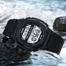 SKMEI 1821 Stainless Steel Buckle Silicone Strap Electronic Watch(Black and Black)
