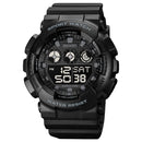 SKMEI 1857 Stainless Steel Buckle PU Strap Waterproof Electronic Watch(Black and Black)