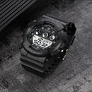 SKMEI 1857 Stainless Steel Buckle PU Strap Waterproof Electronic Watch(Black and Black)