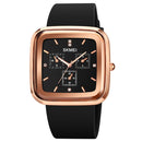 SKMEI 1902 Stainless Steel Buckle Silicone Strap Waterproof Quartz Watch(Rose Gold + Black)