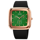SKMEI 1902 Stainless Steel Buckle Silicone Strap Waterproof Quartz Watch(Rose Gold + Green)